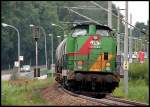 293.01 -ITL- als Nachschublok an einen Kesselwagenzug. Stralsund mit ...