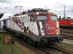 110 329-0 steht am 14.10. 09 mit dem Science-Express in Cottbus ...