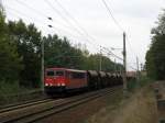 155 152-2 mit einem Leerzug Richtung S�den durch Bestensee.  ...