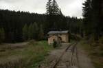 Blick vom Wernesgr�ner Schienenexpress auf einen ehemaligen Posten an der ...