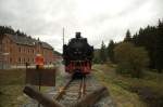 99 731 steht am 04.10.09 kurz vorm Gleisende in Sch�nheide ...