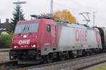 Lokportrait von 186 133-5 der OHE in Augsburg-Oberhausen. (25.10.2009)  ...