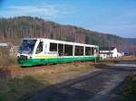 Vogtlandbahn 654 046 (VT46) als VBG83120 in Zwota-Zechenbach, 1.11.09.