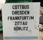 Alte Zugzielanzeige(-tafeln)vom Bahnhof Guben, ...  Frank Gutschmidt 02.11.2009