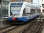 UBB Usedomer Baderbahn Einfahrender UBB-Triebwagen 646 108 am 31.Oktober 2009 aus Barth in Stralsund.