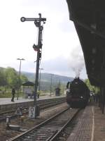 50 3648 wartet im Bf. Schwarzenberg auf die Ausfahrt zurück ... 50 3648 wartet im Bf. Schwarzenberg auf die Ausfahrt zurück ...