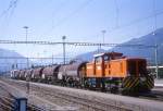 strecke-rheintal-lq-rei RhB �bergabezug von Landquart-Ried nach Landquart mit Diesel-Lok Gm 4/4 241 - 6x Uah - 2x Uce vom 23.08.2000 in Landquart und Bereitstellung f�r einen G�terzug.