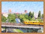 Berliner U-Bahn,Zug der Linie U1 auf der Br�cke �ber den ...