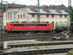 151 mit einem schweren Kesselganzzug in W�rzburg am 11.06.05
Richtung Norden. ...