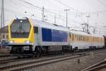 Testzug mit der Maxima CC 40 als Bremslok war die 120_501 mit am Zug