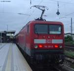 114 011 steht am Abend des 22.07.2005 mit ihrem RE ...