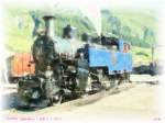 Dampfbahn-Furka-Bergstrecke,Lok Nr.9 Gletschhorn auf der Drehscheibe in Realp/Uri am 14.07.05 ...