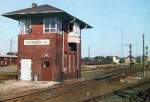 TSB Taunusbahn Das Usinger Stellwerk - Westseite, 1. H�lfte der 1980iger Jahre.
