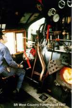 F�hrerstand der BR West Country Class 4-6-2 ex SR mit ...