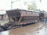 LKAB Erzwagen Uno, neuste Generation f�r die Neubaulok IORE, am 07.09.2002 in G�llivare. Nutzlast: 100 Tonnen Volumen: 46 m�