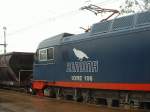 LKAB Doppelerzlok IORE 105/106 'Narvik/Kiruna' am 07.09.2002 in G�llivare, Erzbahnstrecke Kiruna - Lulea.