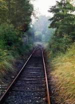 TSB Taunusbahn Auf dem Anschlu�gleis vom Mun-Lager kommend, bei Wilhelmsdorf, 1. H�lfte der 1980iger Jahre.