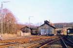 TSB Taunusbahn Ehemaliger Bahnbetriebsbereich in Gr�venwiesbach - rechts die Ausfahrt Richtung Wetzlar, 1. H�lfte der 1980iger Jahre.