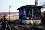 TSB Taunusbahn Ausfahrt Richtung Wetzlar und voll funktionst�chtiges W�rterstellwerk in Gr�venwiesbach, 1. H�lfte der 1980iger Jahre.
