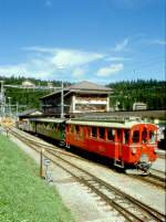 strecke-arosabahn-ch-a RhB EXTRA-GmP f�r GRAUB�NDEN TOURS 3658 von Arosa nach Chur am 31.08.1997 in Arosa mit Bernina-Triebwagen ABe 4/4I 32 - B 2247 - D� 4052I - Xk 9398 - Kkl 7052 - E 6623.
