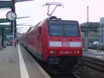 BR 146 Lokportaits Die Wiederzur�ck gekehrte 146 006 schiebt ihren RB in Worms ein .