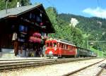 strecke-arosabahn-ch-a RhB EXTRA-GmP f�r GRAUB�NDEN TOURS 3658 von Arosa nach Chur am 31.08.1997 in Peist mit Bernina-Triebwagen ABe 4/4I 32 - B 2247 - D� 4052I - Xk 9398 - Kkl 7052 - E 6623.
