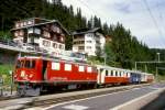 strecke-arosabahn-ch-a RhB SALON-Extrazug f�r GRAUB�NDEN TOURS 3658 von Arosa nach Chur am 30.08.1998 in Arosa mit E-Lok Ge 4/4I 610 - As 1154 - WRS 3821 - As 1141.

