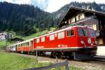 strecke-arosabahn-ch-a RhB SALON-Extrazug f�r GRAUB�NDEN TOURS 3658 von Arosa nach Chur am 30.08.1998 kurz in Litzir�ti mit E-Lok Ge 4/4I 610 - As 1154 - WRS 3821 - As 1141.
