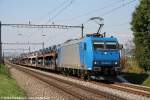 Sonstiges 185 536-0 bef�rdert f�r TX Logistik einen Autozug von Deutschland nach Italien. Bei Waltenschwil auf der aargauischen S�dbahn, 24. September 2005.