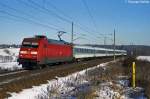 InterRegio 101 131 mit dem IR 2283 am 14.01.06 bei Chemnitz-Gl�sa.