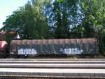 guterwagen Rilhs (31 56 3536 005-2) mit durchl�cherter Plane am Bhf. RIED i.I. 2006-06-11