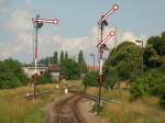 KEG Karsdorfer Eisenbahngesellschaft Unser Zug hat Ausfahrt aus Laucha (Unstrut) Richtung Artern.
(24.06.2002)