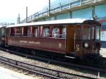TMR Transports de Martigny et Regions Historischer Steuerwagen Ct 4  21 der MC = Martigny - Ch�telard .. 1000 mm am 30.07.2006 im Bahnhof von Vernayaz