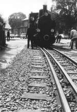 Jagsttalbahn August 1971 'Helene' beim Wasserfassen.
Ort: Kleinbahnbahnhof M�ckm�hl