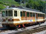 TPC Transports Publics du Chablais ( TPC ) AL Zahnrad Triebwagen BDeh 4/4 301 im AL - Depot von Aigle am 30.07.2006