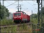 BR 120 BR 120 109-4 mit einem Gz auf dem Weg zum Rostocker Seehafen. Rostock den 11.8.06