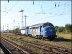 Eichholz Rail GmbH 2xV170 von Eichholz am sp�ten Nachmittag bei der Ausfahrt aus dem Rostocker Seehafen.8.8.06