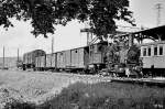 Mosbach - Mudau 99 7201 hat gerade den werkt�glichen G�terzug nach Mudau zusammengestellt (Mosbach 16. August 1963)