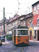 Strasenbahn Lissabon Tw 293 vor der Endstelle Po�o do Bispo (16. Juni 1986)