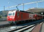 Triebfahrzeuge Furka Oberalp Bahn, FO Lok HGe 4/4 II am 24.08.00 in Disentis