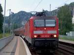 S-Bahn Mei�en-Dresden-Sch�na mit 143 015 in Rathen (S�chs. Schweiz)(18.07.03)
  ...