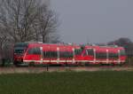 Der Niers-Express RE-10 auf freier Strecke zwischen Krefeld und Kempen. ...