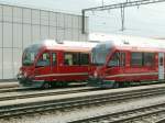Die markanten K�pfe der Allegra Triebz�ge 3501 u.3505 in Landquart.
Am ...