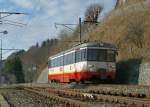 TRN - Les Transports Regionaux Neuchatelois Erst auf den zweiten Blick bemerkt man, dass der hier in Le Locle einfahrende TRN/CMN BDe 4/4 N� 5 ein Schmalspurtriebwagen ist (Mittelpuffer).
28. November 2009