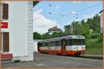 CMN/TRN BDe 4/4 N�3 am Endstation Les Brenets . 
25. Juni ...