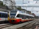 TRN - Les Transports Regionaux Neuchatelois RABe 527 332-1 am 27.7.2010 in Neuch�tel.