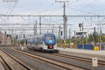 844 018 rangiert am 29.09.2023 im Bahnhof Cheb. 