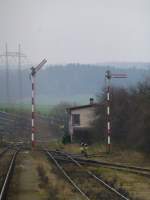 Ausfahrsignale Richtung Süden im Bahnhof Krupa (29.11.2014)