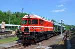 Velký Hektor 721 517-1 der KDS Kladenská dopravní a strojní s.r.o. bei den 26. Schwarzenberger Eisenbahntagen , Eisenbahnmuseum Schwarzenberg (Erzgebirge) 13.05.2018