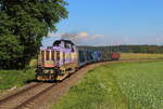 Übergabe als Holzleerzug von Plana nach Tachov mit der violett gelben 731 031 CD Cargo unterwegs am 01.06.2022